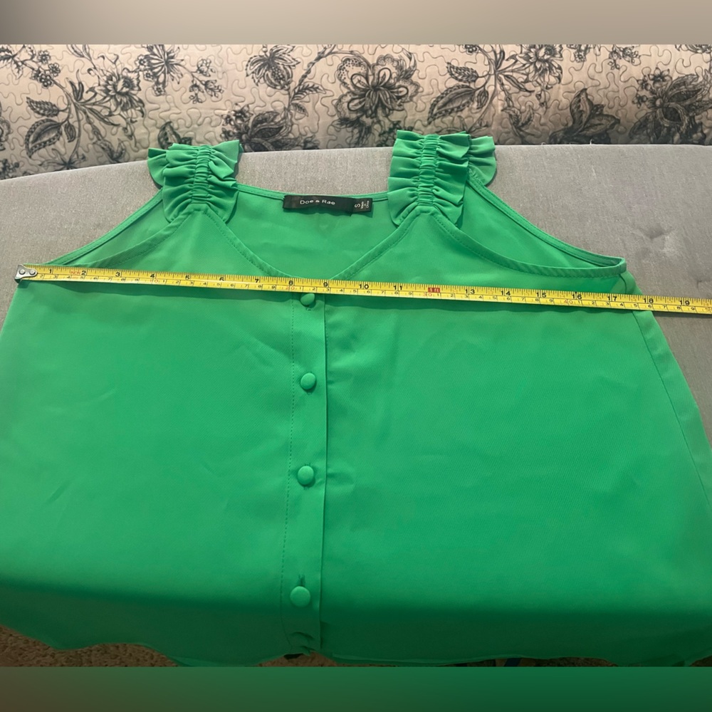 Green Ruffle Strap Button-Down Top - Picture 10 of 11